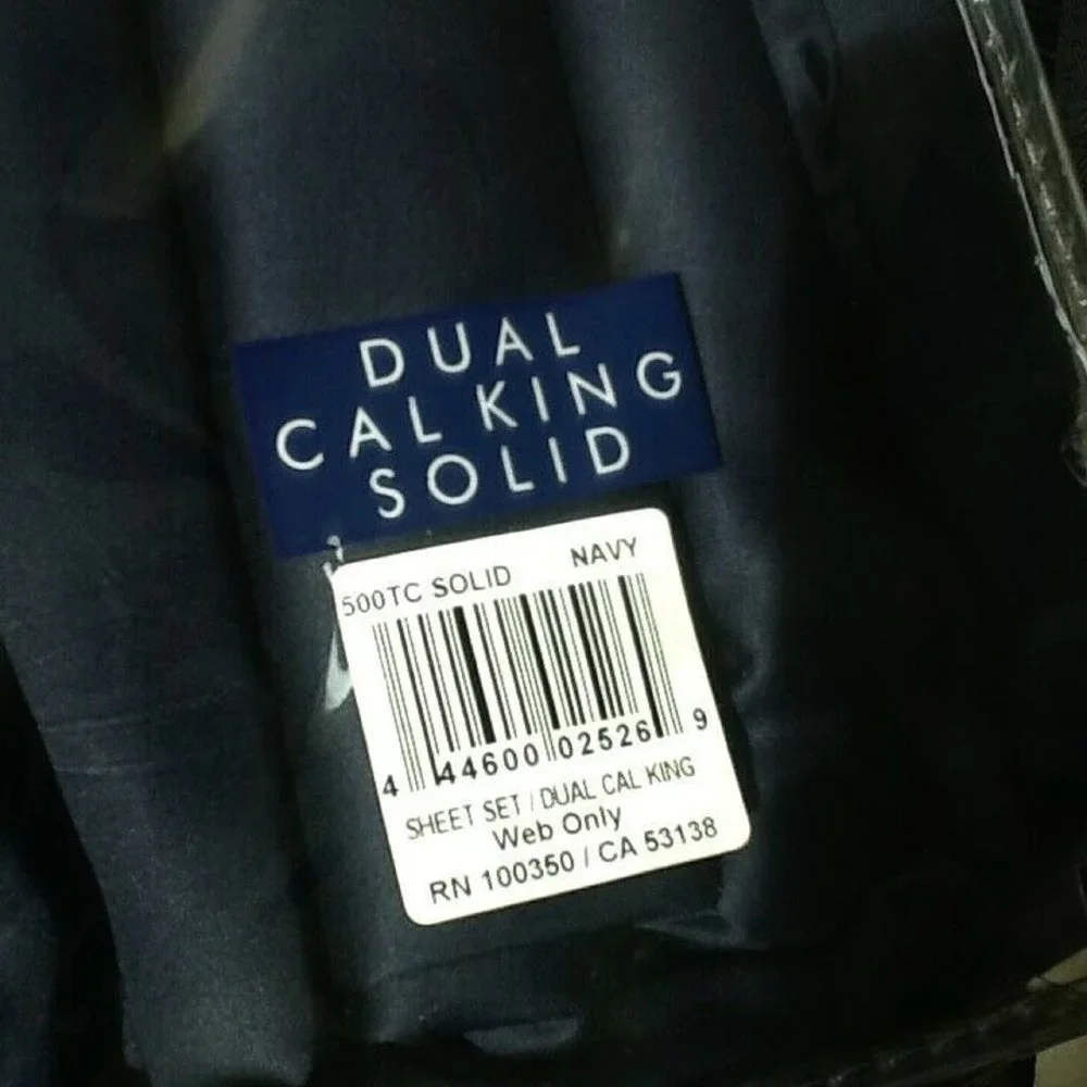 five-piece NAVY Wamsutta 500 TC 100% Cotton SPLIT CAL KING Sheet Set a.k.a. DUAL